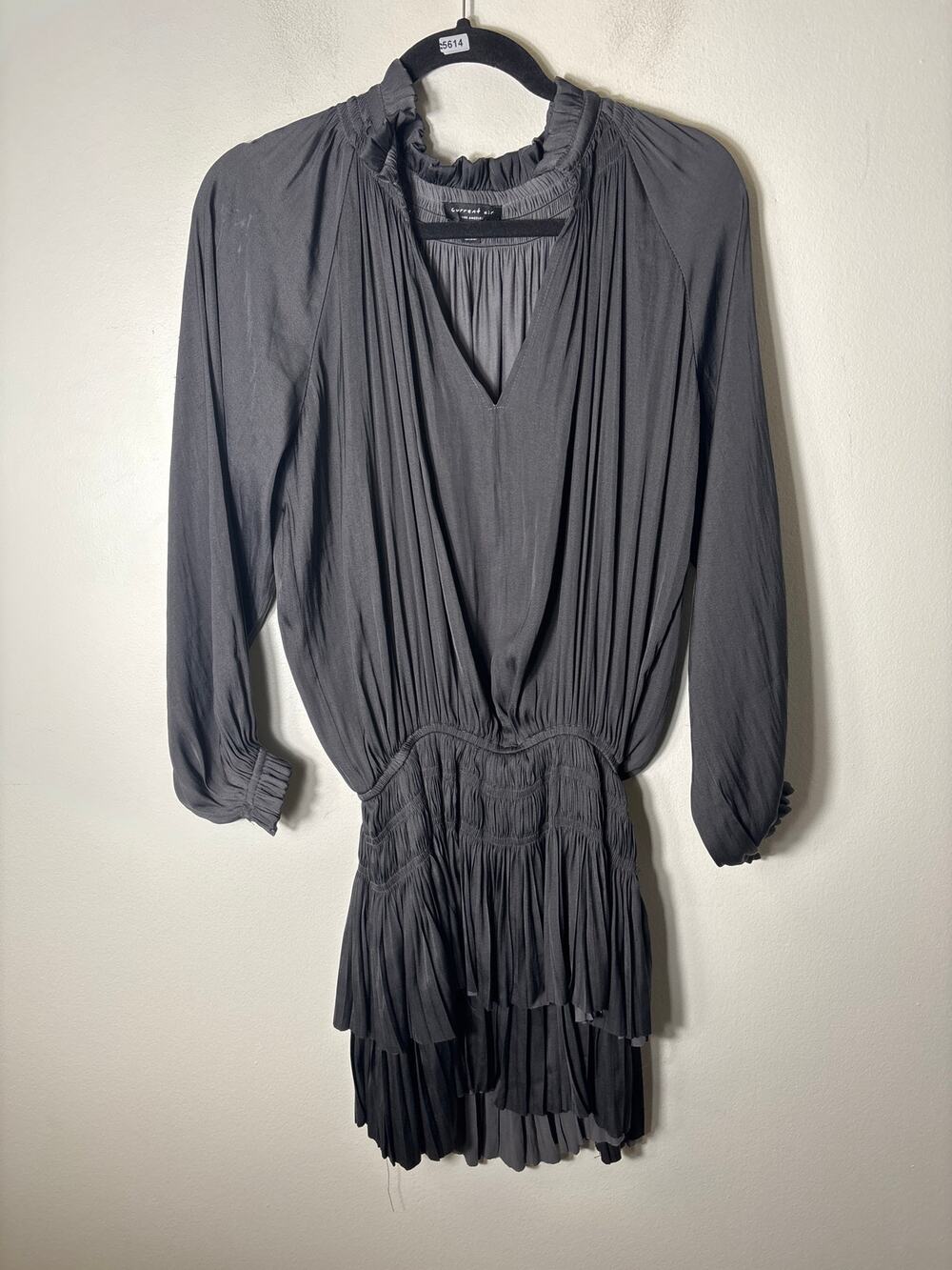 Current Air Black Silky Tiered Mini Dress Sz XS